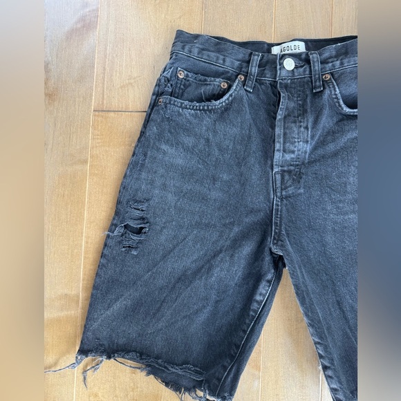 AGOLDE 90s DENIM SHORTS BLACK RAW HEM SIZE 24 - Picture 6 of 10